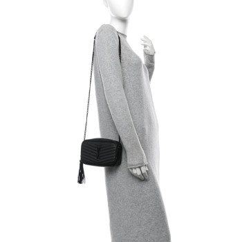 SAINT LAURENT Grain De Poudre Matelasse Monochrome Monogram Mini Lou Camera Bag Black SAINT LAURENT Grain De Poudre Matelasse Monochrome Monogram Mini Lou Camera Bag Black