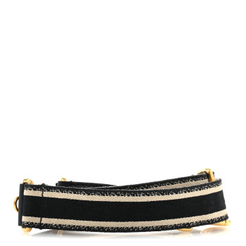 CHRISTIAN DIOR Canvas Embroidered Shoulder Strap Black