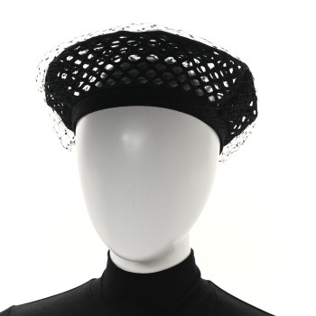 CHRISTIAN DIOR Mesh Arty Veil Beret 58 Black