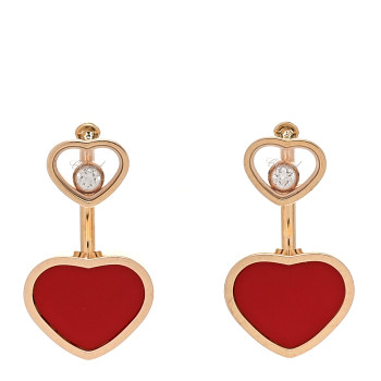CHOPARD 18K Rose Gold Diamond Happy Hearts Earrings Red CHOPARD 18K Rose Gold Diamond Happy Hearts Earrings Red