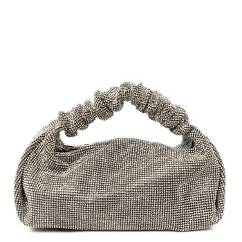 ALEXANDER WANG Mesh Crystal Rhinestone Mini Scrunchie Clutch Black Silver ALEXANDER WANG Mesh Crystal Rhinestone Mini Scrunchie Clutch Black Silver