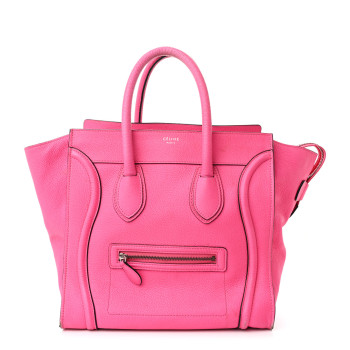 CELINE Drummed Calfskin Mini Luggage Fluo Pink CELINE Drummed Calfskin Mini Luggage Fluo Pink