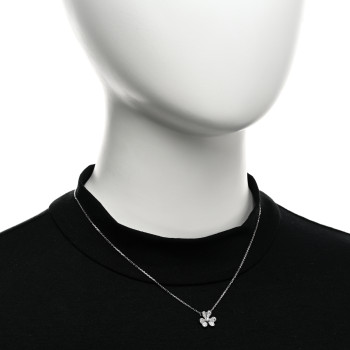 VAN CLEEF & ARPELS 18K White Gold Diamond Mini Frivole Pendant Pave Necklace