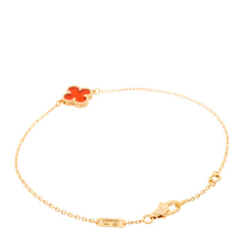 VAN CLEEF & ARPELS 18K Rose Gold Carnelian Sweet Alhambra Bracelet