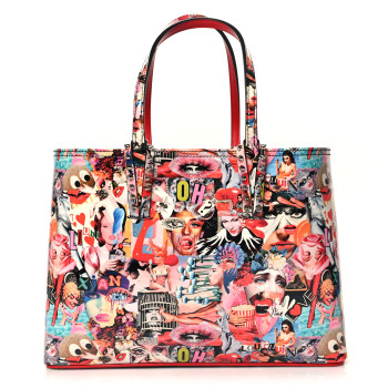 CHRISTIAN LOUBOUTIN Patent Calfskin Small Oh Xtian Cabata Tote Red CHRISTIAN LOUBOUTIN Patent Calfskin Small Oh Xtian Cabata Tote Red