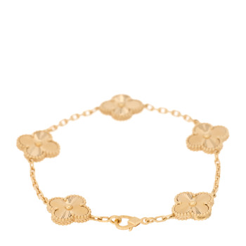 VAN CLEEF & ARPELS 18K Yellow Gold 5 Motifs Guilloche Vintage Alhambra Bracelet VAN CLEEF & ARPELS 18K Yellow Gold 5 Motifs Guilloche Vintage Alhambra Bracelet
