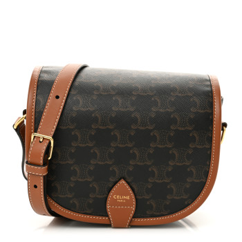 CELINE Triomphe Canvas Medium Folco Bag Tan CELINE Triomphe Canvas Medium Folco Bag Tan