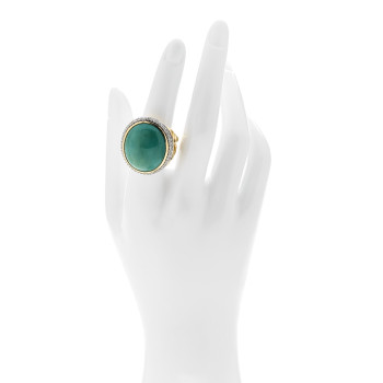 DAVID YURMAN 18K Yellow Gold Diamond Turquoise Albion Oval Ring 54 6.75 DAVID YURMAN 18K Yellow Gold Diamond Turquoise Albion Oval Ring 54 6.75