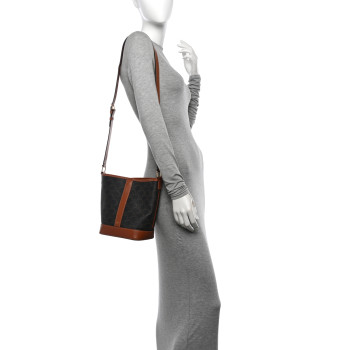 CELINE Triomphe Canvas Calfskin Small Bucket Bag Tan CELINE Triomphe Canvas Calfskin Small Bucket Bag Tan