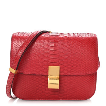 CELINE Snakeskin Medium Classic Box Flap Red CELINE Snakeskin Medium Classic Box Flap Red