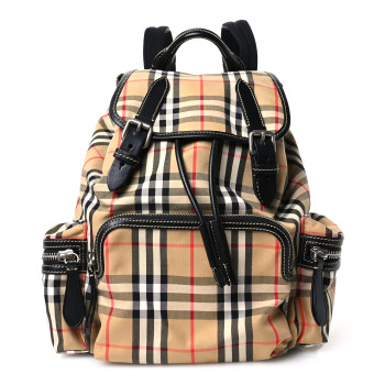 BURBERRY Canvas Vintage Check Medium Rucksack Backpack Antique Yellow