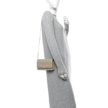 CHRISTIAN DIOR Supple Calfskin Caro Pouch with Chain Sand