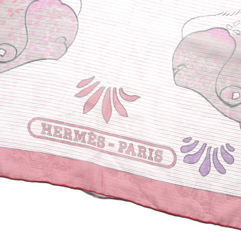 HERMES Silk Les Leopards Shawl 140 Orange Rose Violin HERMES Silk Les Leopards Shawl 140 Orange Rose Violin