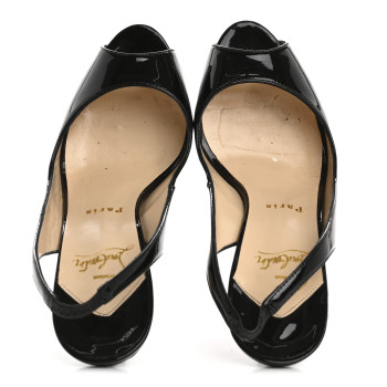 CHRISTIAN LOUBOUTIN Patent Flo Sling 120 Pumps 37 Black CHRISTIAN LOUBOUTIN Patent Flo Sling 120 Pumps 37 Black