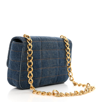 CELINE Denim Matelasse Chain Shoulder Bag Blue CELINE Denim Matelasse Chain Shoulder Bag Blue