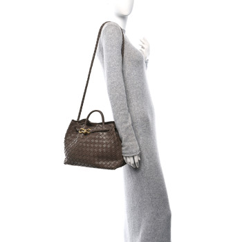 BOTTEGA VENETA Nappa Intrecciato Medium Andiamo Shoulder Bag Taupe Grey BOTTEGA VENETA Nappa Intrecciato Medium Andiamo Shoulder Bag Taupe Grey