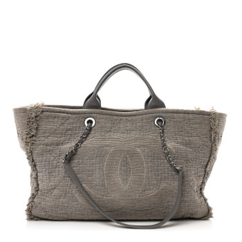 CHANEL Canvas Large Double Face Shopping Tote Gray CHANEL Canvas Large Double Face Shopping Tote Gray