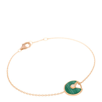 CARTIER 18K Pink Gold Diamond Malachite Amulette de Cartier Bracelet