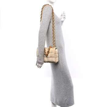 BOTTEGA VENETA Suede Maxi Intrecciato Padded Chain Cassette Crossbody Bag Sand BOTTEGA VENETA Suede Maxi Intrecciato Padded Chain Cassette Crossbody Bag Sand
