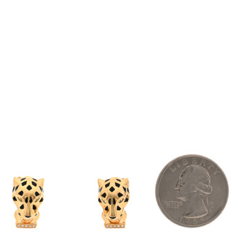 CARTIER 18K Yellow Gold Diamond Tsavorite Black Onyx Black Lacquer Panthere De Cartier Earrings CARTIER 18K Yellow Gold Diamond Tsavorite Black Onyx Black Lacquer Panthere De Cartier Earrings