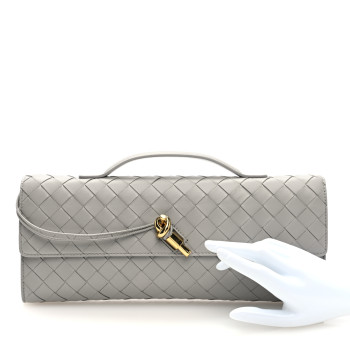 BOTTEGA VENETA Nappa Intrecciato Long Andiamo Top Handle Clutch Sterling BOTTEGA VENETA Nappa Intrecciato Long Andiamo Top Handle Clutch Sterling