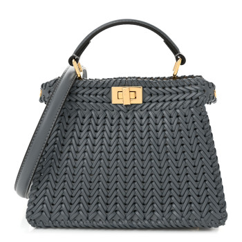 FENDI Vitello King Shiny Nappa Intreccio Petite Peekaboo I SEE U Satchel  Tempesta