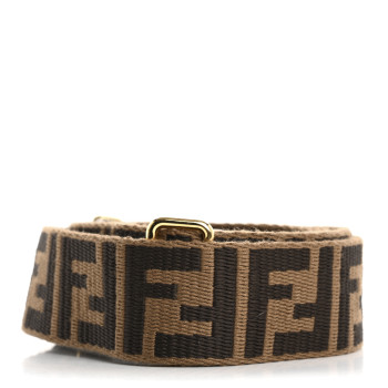 FENDI Ribbon Vitello Century FF 1974 Flat Studded Strap You Fango Marrone Ebano