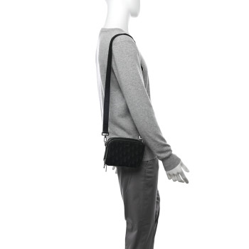 CHRISTIAN DIOR Oblique Zipped With Strap Pouch Black