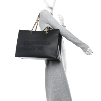 BALENCIAGA Soft Smooth Calfskin Large Duty Free Tote Black