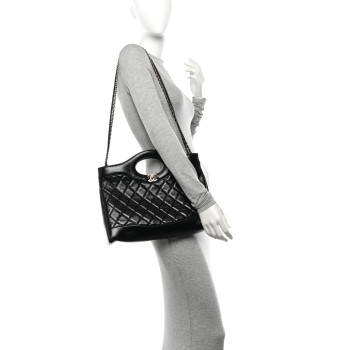 CHANEL Shiny Lambskin Quilted 31 Shopping Bag Black CHANEL Shiny Lambskin Quilted 31 Shopping Bag Black