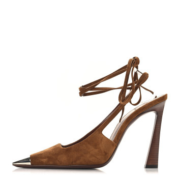 SAINT LAURENT Suede Blade 105 Slingback Pumps 39.5 Brown SAINT LAURENT Suede Blade 105 Slingback Pumps 39.5 Brown
