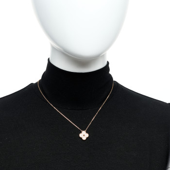 VAN CLEEF & ARPELS 18K Rose Gold Diamond Vintage Alhambra Pendant Necklace