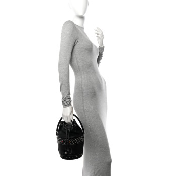 SAINT LAURENT Smooth Calfskin Studded Small Bahia Drawstring Bucket Bag Black Multicolor SAINT LAURENT Smooth Calfskin Studded Small Bahia Drawstring Bucket Bag Black Multicolor