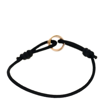 CARTIER 18K Pink Yellow White Gold Trinity Adjustable Cord Bracelet Black