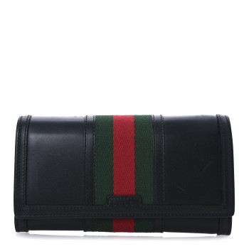 GUCCI Calfskin Web Continental Wallet Black