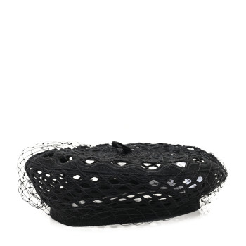 CHRISTIAN DIOR Mesh Arty Veil Beret 58 Black
