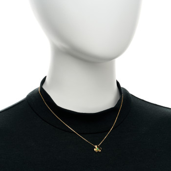 VAN CLEEF & ARPELS 18K Yellow Gold Emerald Mini Frivole Pendant Necklace