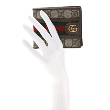 GUCCI GG Supreme Monogram Web Mens Ophidia Bi-Fold Coin Wallet Beige New Acero GUCCI GG Supreme Monogram Web Mens Ophidia Bi-Fold Coin Wallet Beige New Acero