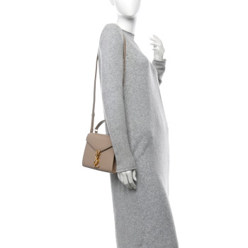 SAINT LAURENT Grain de Poudre Mini Classic Monogram Cassandra Top Handle Beige SAINT LAURENT Grain de Poudre Mini Classic Monogram Cassandra Top Handle Beige