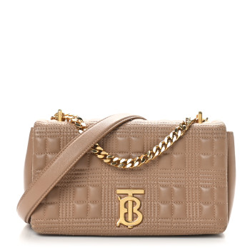 BURBERRY Lambskin Quilted Small Lola Bag Camel