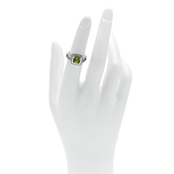 DAVID YURMAN Sterling Silver Diamond Peridot 7mm Petite Albion Ring 49 5 DAVID YURMAN Sterling Silver Diamond Peridot 7mm Petite Albion Ring 49 5
