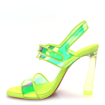 CHRISTIAN LOUBOUTIN Iridescent PVC Loubi Duniss 100 Slingback Sandals 36 Fluo Yellow CHRISTIAN LOUBOUTIN Iridescent PVC Loubi Duniss 100 Slingback Sandals 36 Fluo Yellow