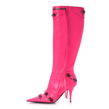 BALENCIAGA Agneau Arena Cagole 90mm Boots 38 Fluo Pink