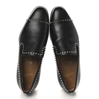 CHRISTIAN LOUBOUTIN Calfskin Spike Mens Dandy Cloo Flat Loafers 43 Black Silver CHRISTIAN LOUBOUTIN Calfskin Spike Mens Dandy Cloo Flat Loafers 43 Black Silver