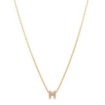 HERMES Lacquered Gold Mini Pop H Pendant Necklace Marron Glace HERMES Lacquered Gold Mini Pop H Pendant Necklace Marron Glace