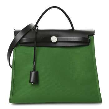 HERMES Vache Hunter Toile Herbag Zip 31 PM Cactus Bleu Indigo HERMES Vache Hunter Toile Herbag Zip 31 PM Cactus Bleu Indigo