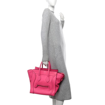 CELINE Drummed Calfskin Mini Luggage Fluo Pink CELINE Drummed Calfskin Mini Luggage Fluo Pink