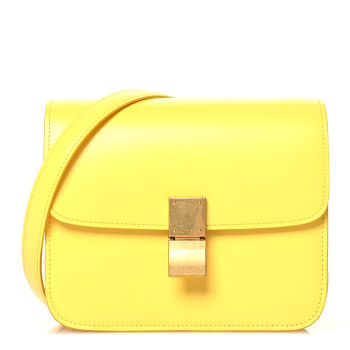 CELINE Box Calfskin Teen Classic Box Flap Bag Yellow CELINE Box Calfskin Teen Classic Box Flap Bag Yellow