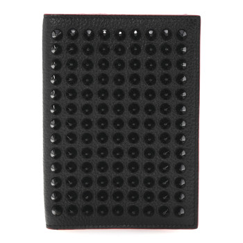 CHRISTIAN LOUBOUTIN Calfskin Studded Loubipass Passport Holder Black CHRISTIAN LOUBOUTIN Calfskin Studded Loubipass Passport Holder Black