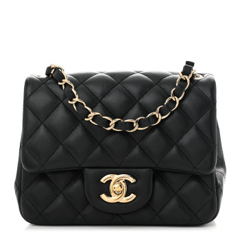 CHANEL Lambskin Quilted Mini Square Flap Black CHANEL Lambskin Quilted Mini Square Flap Black